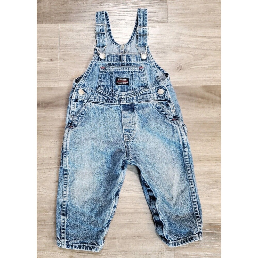 Vtg Osh Kosh Vestbak Overalls 18 Month Blue Denim Jeans Pants Bib USA Made 90s